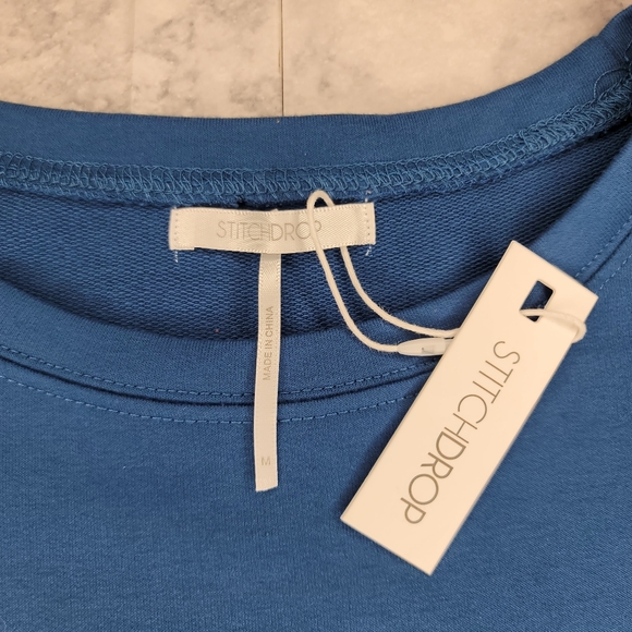 Stitchdrop French Terry T-shirt Dress Blue Medium NWT - Picture 5 of 9